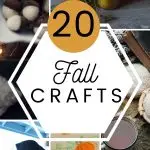 A collage of fall crafts with candles, and knitted scarved and text overlay.