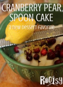 zesting lemon for cranberry pear spoon cake