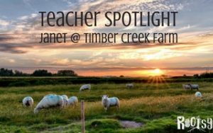 This month, we are honored to present Janet Garman, a long time farmer, fiber artist, and author at Timber Creek Farm. Janet studied Animal Science in college and loves working the farm | Rootsy.org