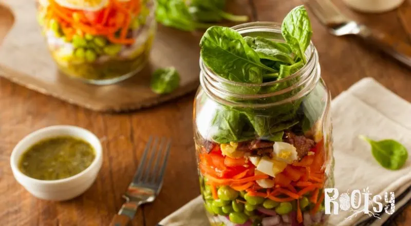 image of salads in mason jars