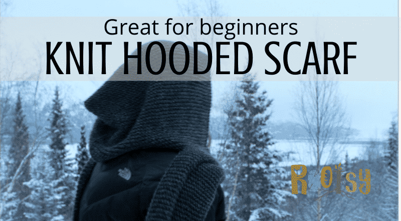 DIY Knit Hooded Scarf with Free Pattern