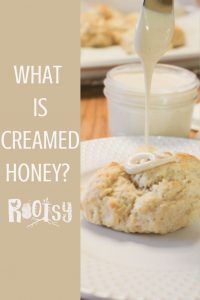 creamed honey drizzled on biscuit