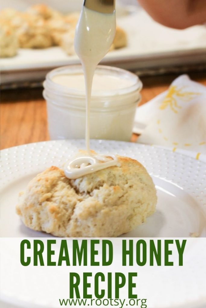 whipped honey dripping on biscuit