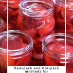 open jars of home canned plums